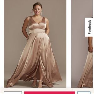 charmeuse tank v-neck bridesmaid dress with slit size 20